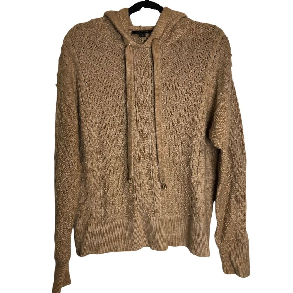 Ann Taylor Camel Hooded Sweater Sz Small Casual Modern minimalist